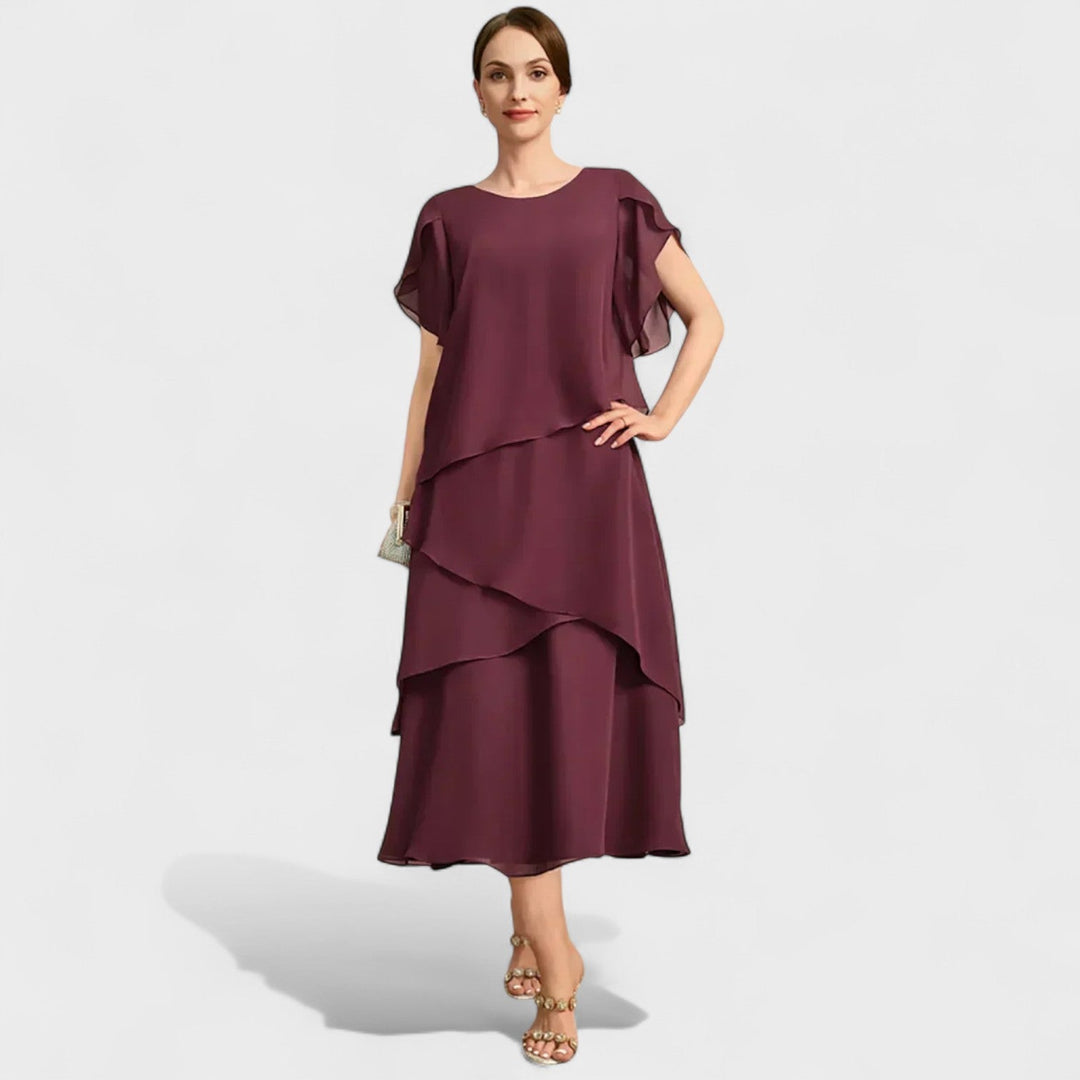 Denise | Robe en mousseline à double couche et manches transparentes