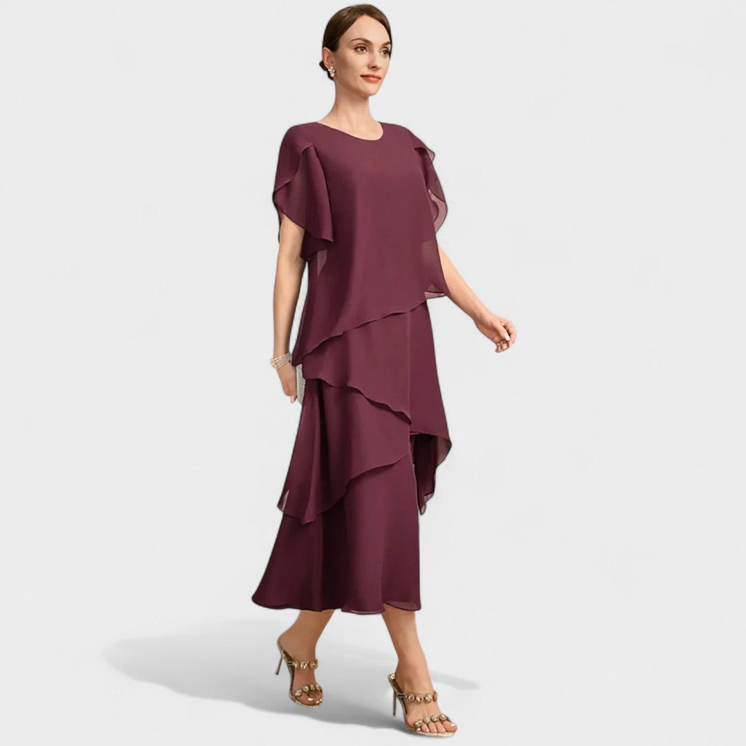 Denise | Robe en mousseline à double couche et manches transparentes