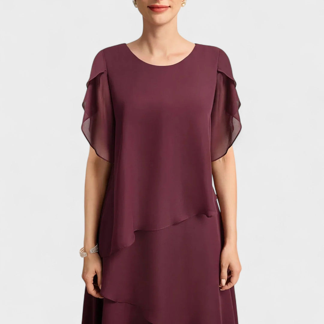 Denise | Robe en mousseline à double couche et manches transparentes