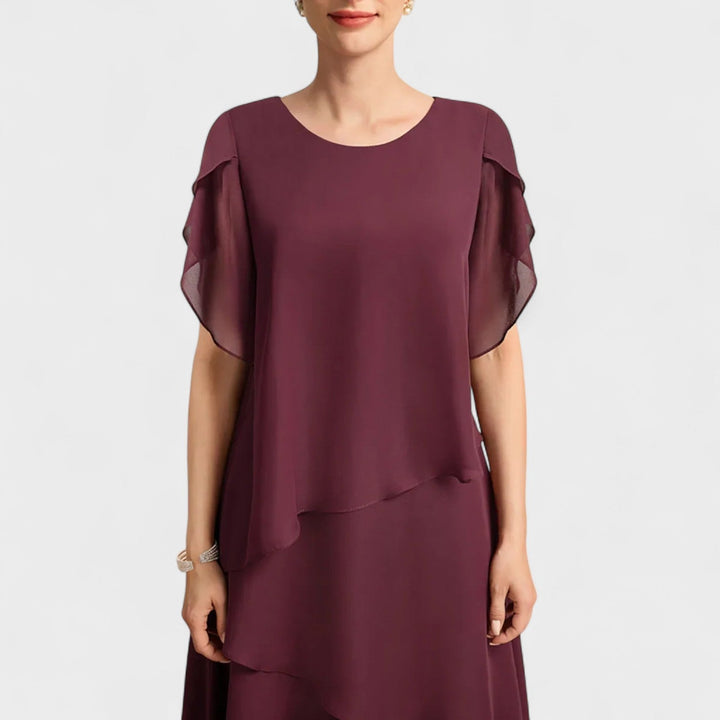 Denise | Robe en mousseline à double couche et manches transparentes