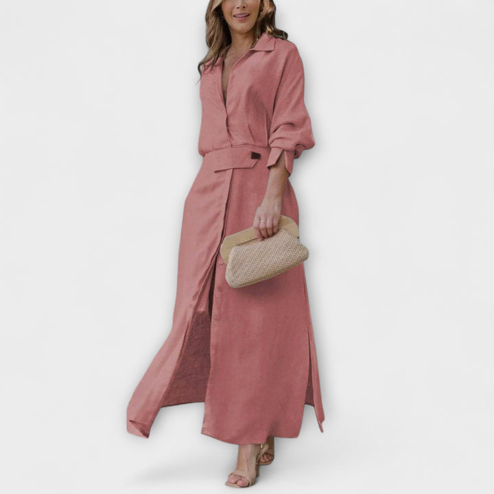 Jeanette | Robe maxi à col en V