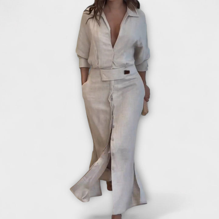 Jeanette | Robe maxi à col en V