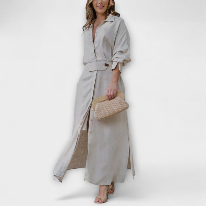 Jeanette | Robe maxi à col en V