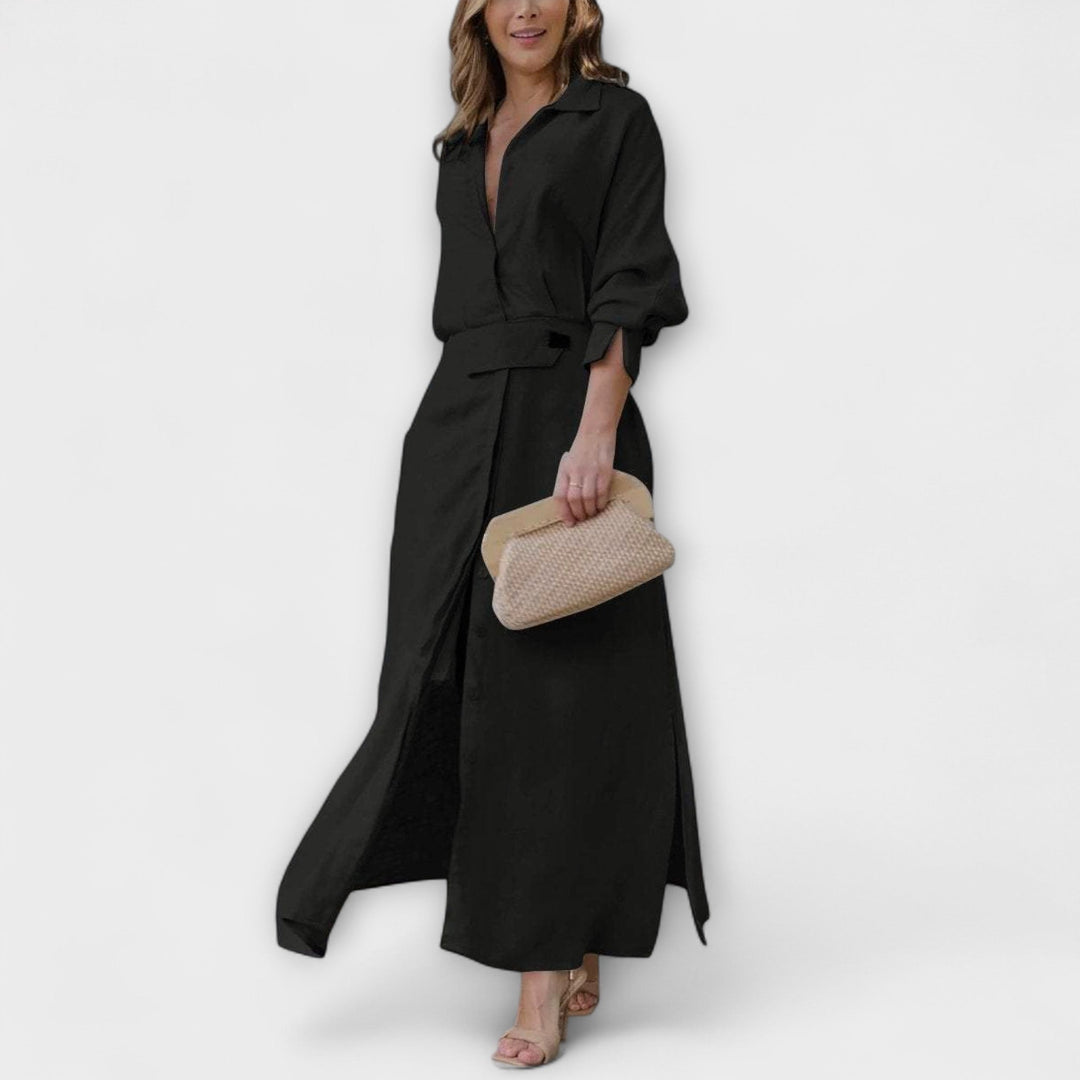 Jeanette | Robe maxi à col en V