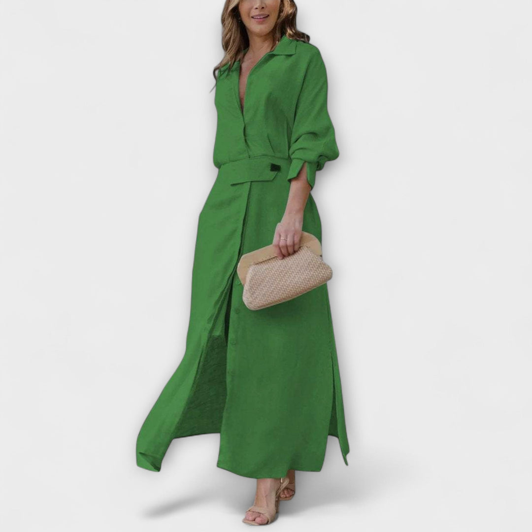 Jeanette | Robe maxi à col en V