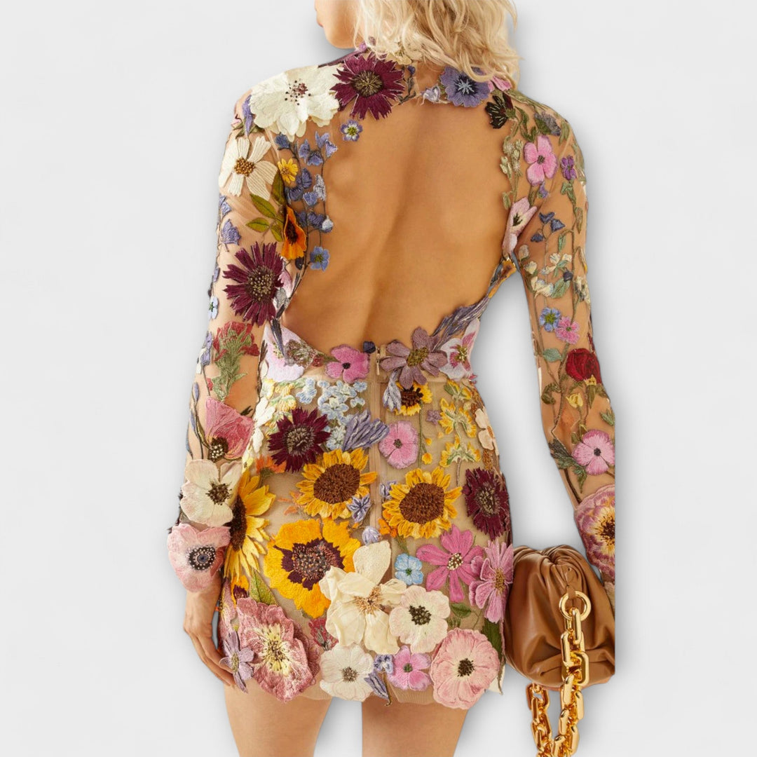 Dolores - Robe à motif de fleurs 3D