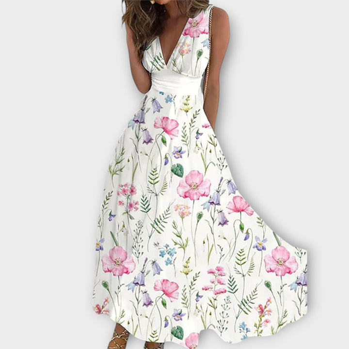 Romy - Robe florale à col en V