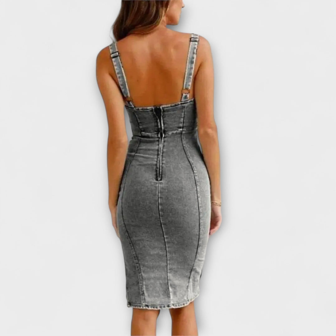 Anna | Robe en denim à bretelles réglables