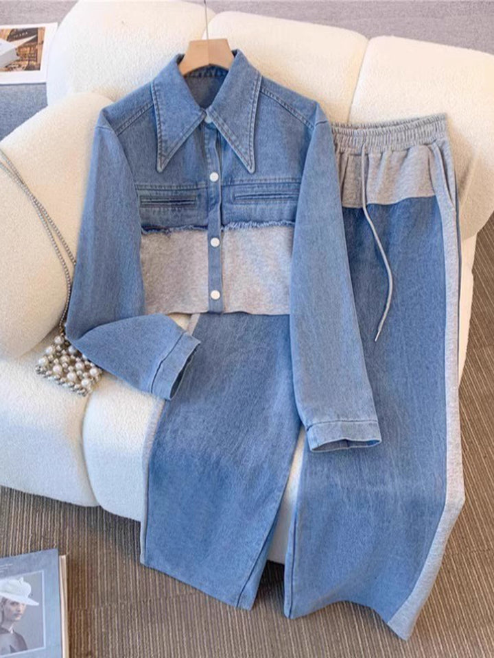 HOLBROOK | ENSEMBLE VESTE COURTE À APLATS DE COULEUR ET PANTALON AMPLE