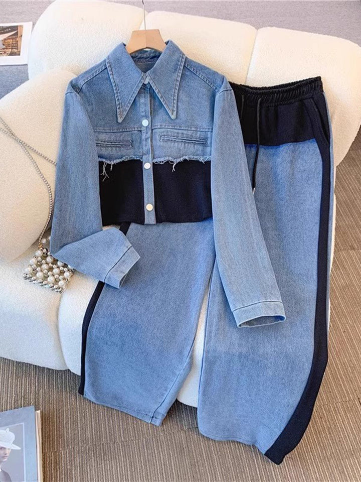 HOLBROOK | ENSEMBLE VESTE COURTE À APLATS DE COULEUR ET PANTALON AMPLE