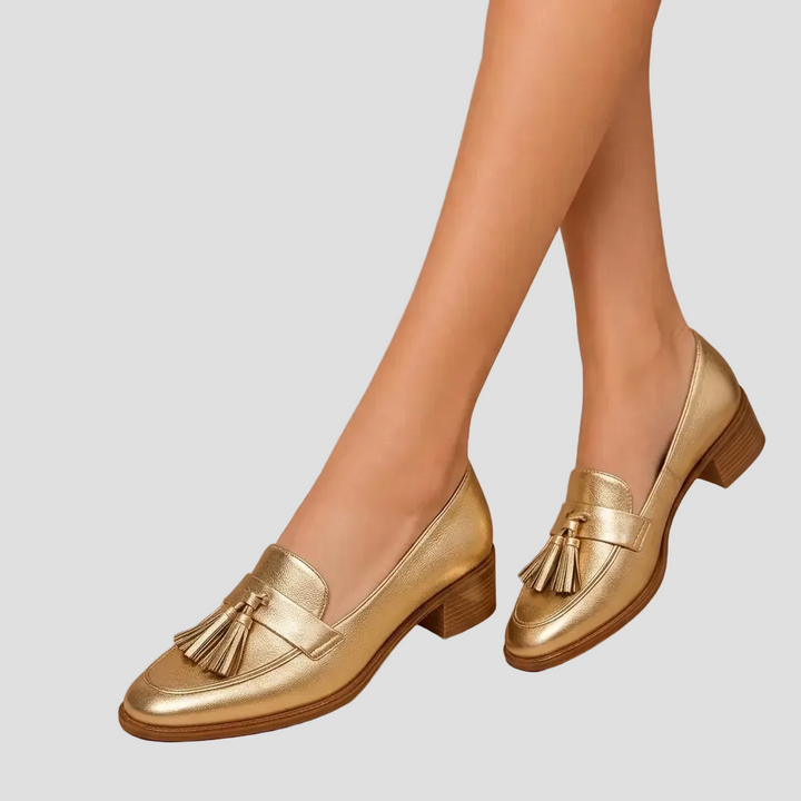 CÉLESTE | MOCASSINS DORÉS ÉLÉGANTS