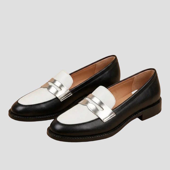 XARA | MOCASSINS NOIRS MÉTALLIQUES