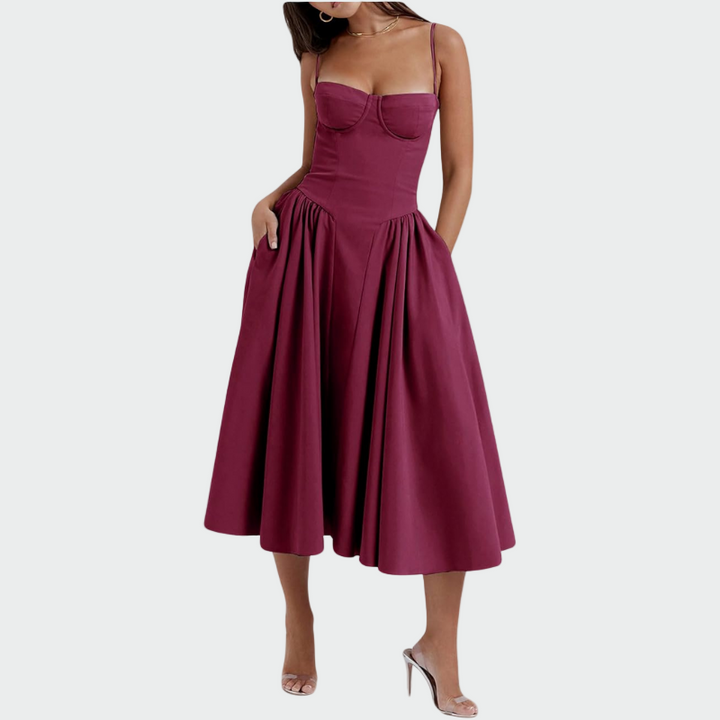Jaroslava | Robe maxi en satin à haut structuré