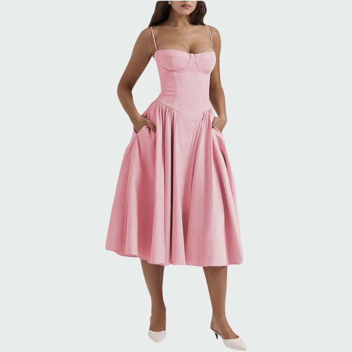 Jaroslava | Robe maxi en satin à haut structuré