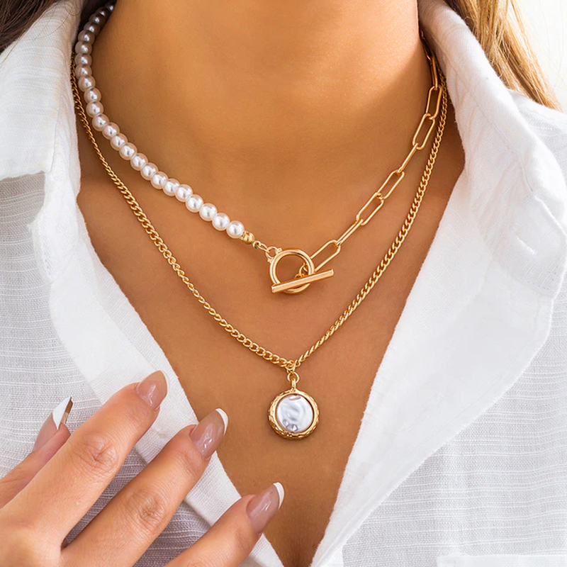 Collier de perles vintage multirang