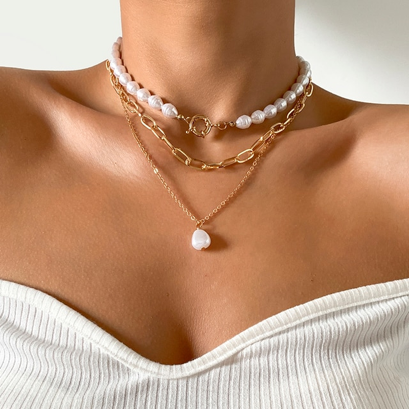 Collier de perles vintage multirang