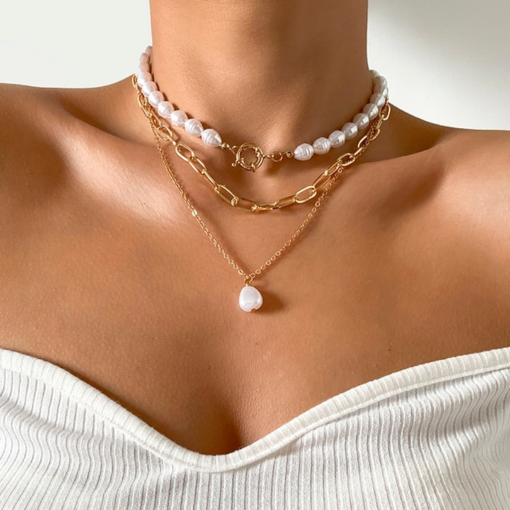 Collier de perles vintage multirang