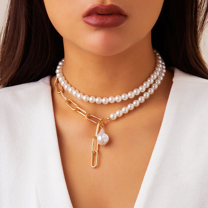 Collier de perles vintage multirang