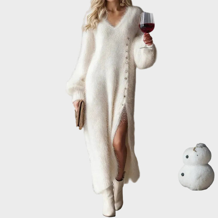 Brielle | Robe douce en maille à col en V