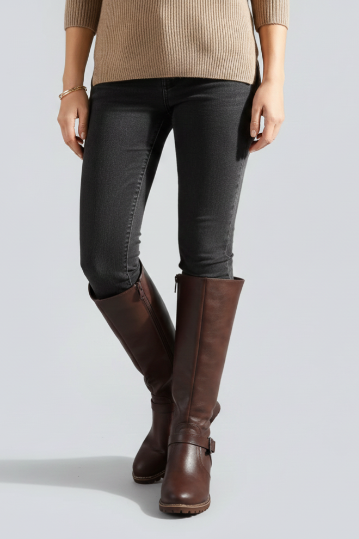 Estelle | Bottes hautes à fermeture zippée latérale et détail de boucle