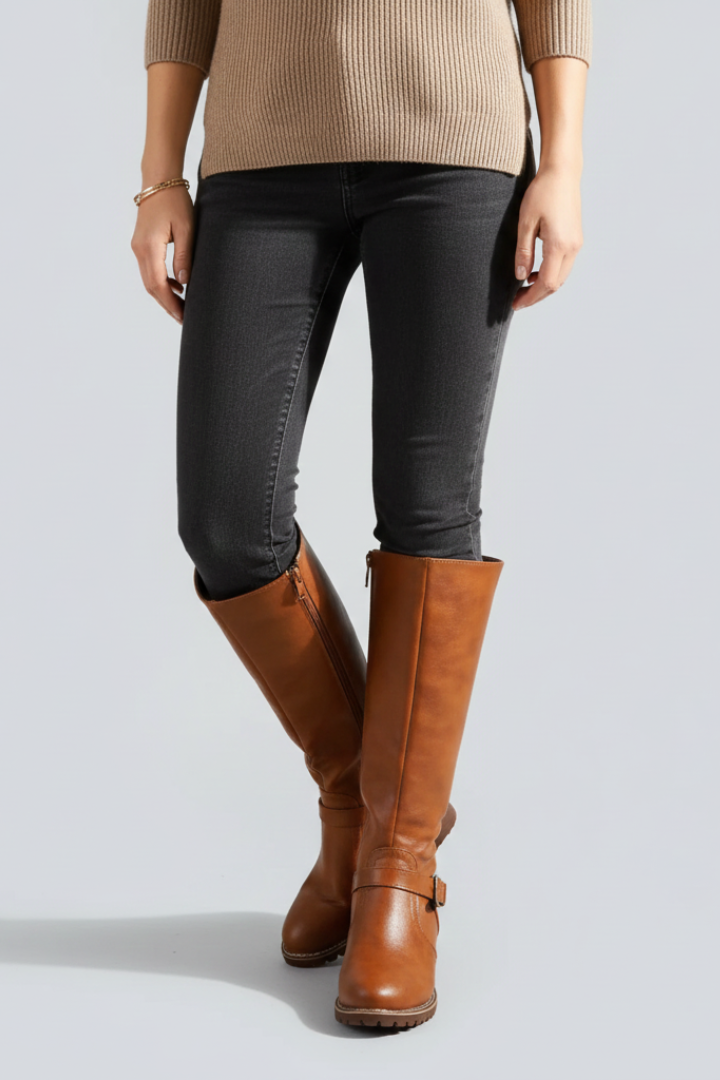 Estelle | Bottes hautes à fermeture zippée latérale et détail de boucle