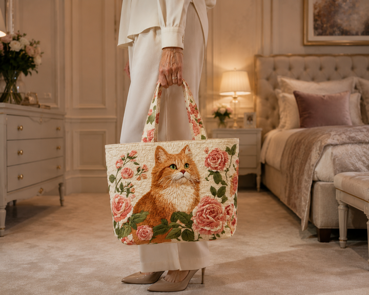 SAC MATELASSÉ | GINGER CAT WITH ROSES