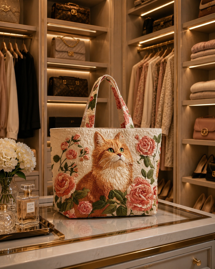 SAC MATELASSÉ | GINGER CAT WITH ROSES