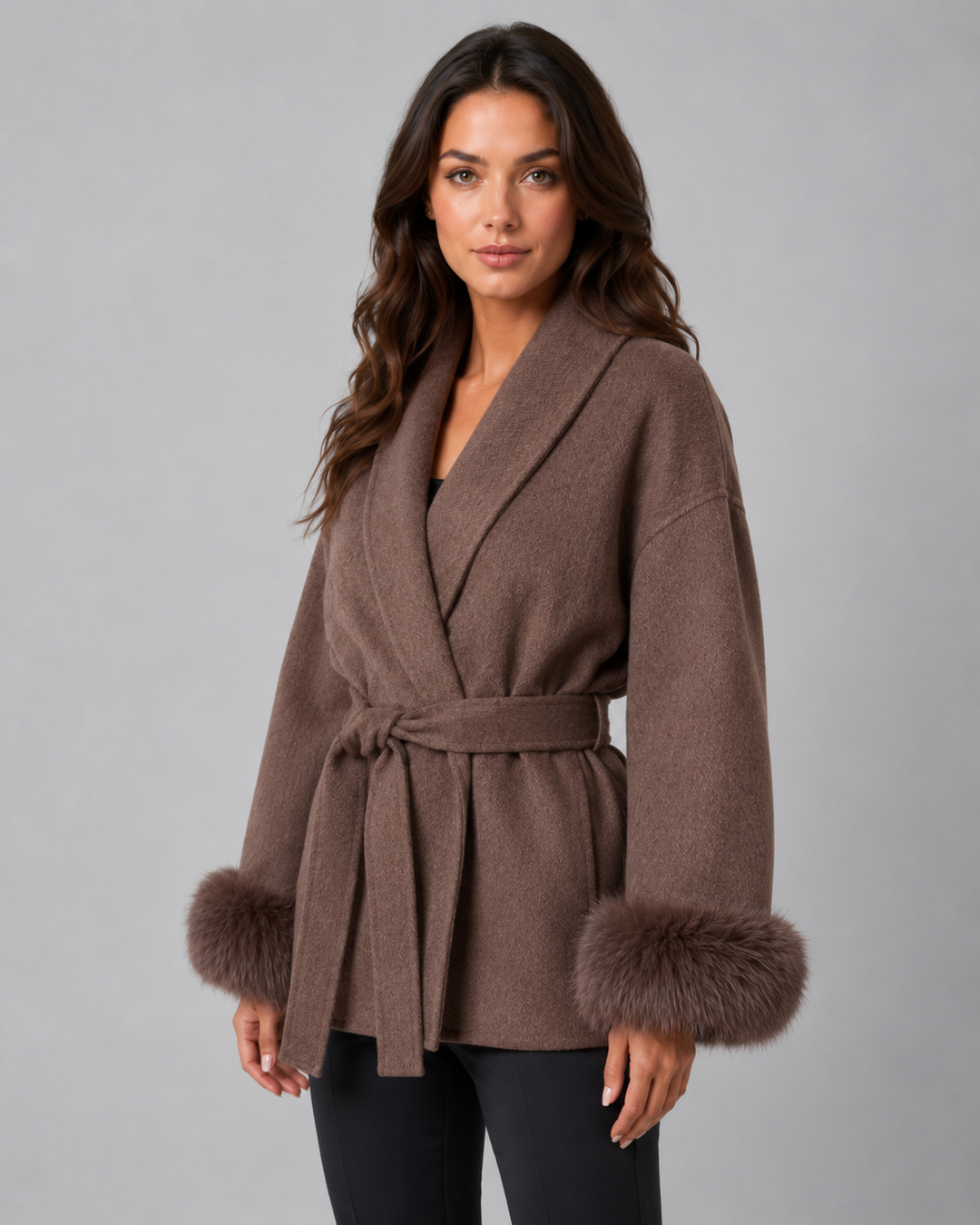 ELSA | MANTEAU EN FAUSSE FOURRURE CEINTURÉ