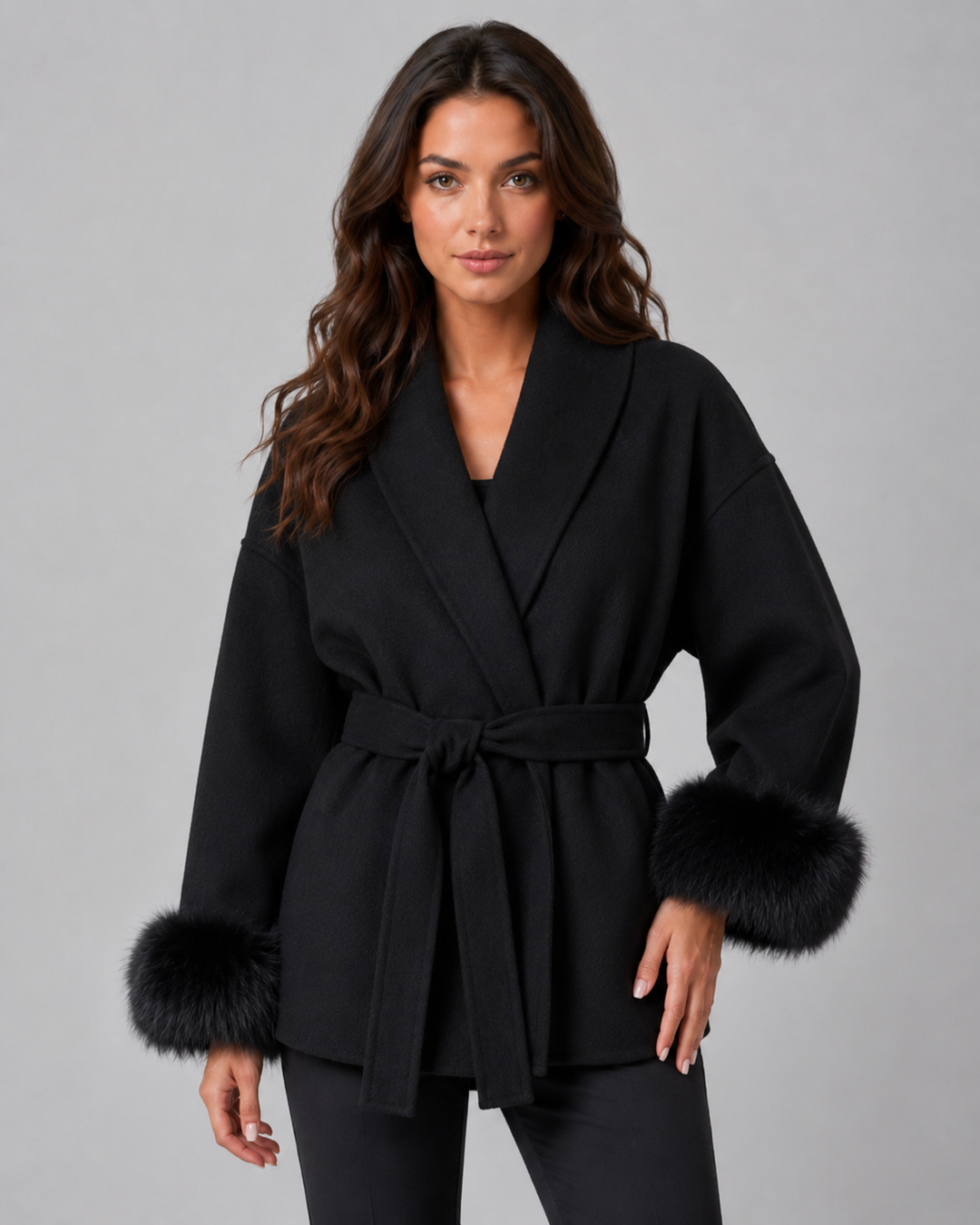 ELSA | MANTEAU EN FAUSSE FOURRURE CEINTURÉ