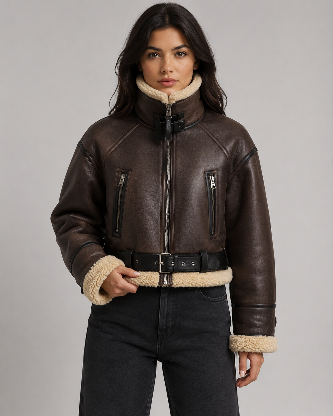 YASMINE | VESTE EN SIMILICUIR COURTE