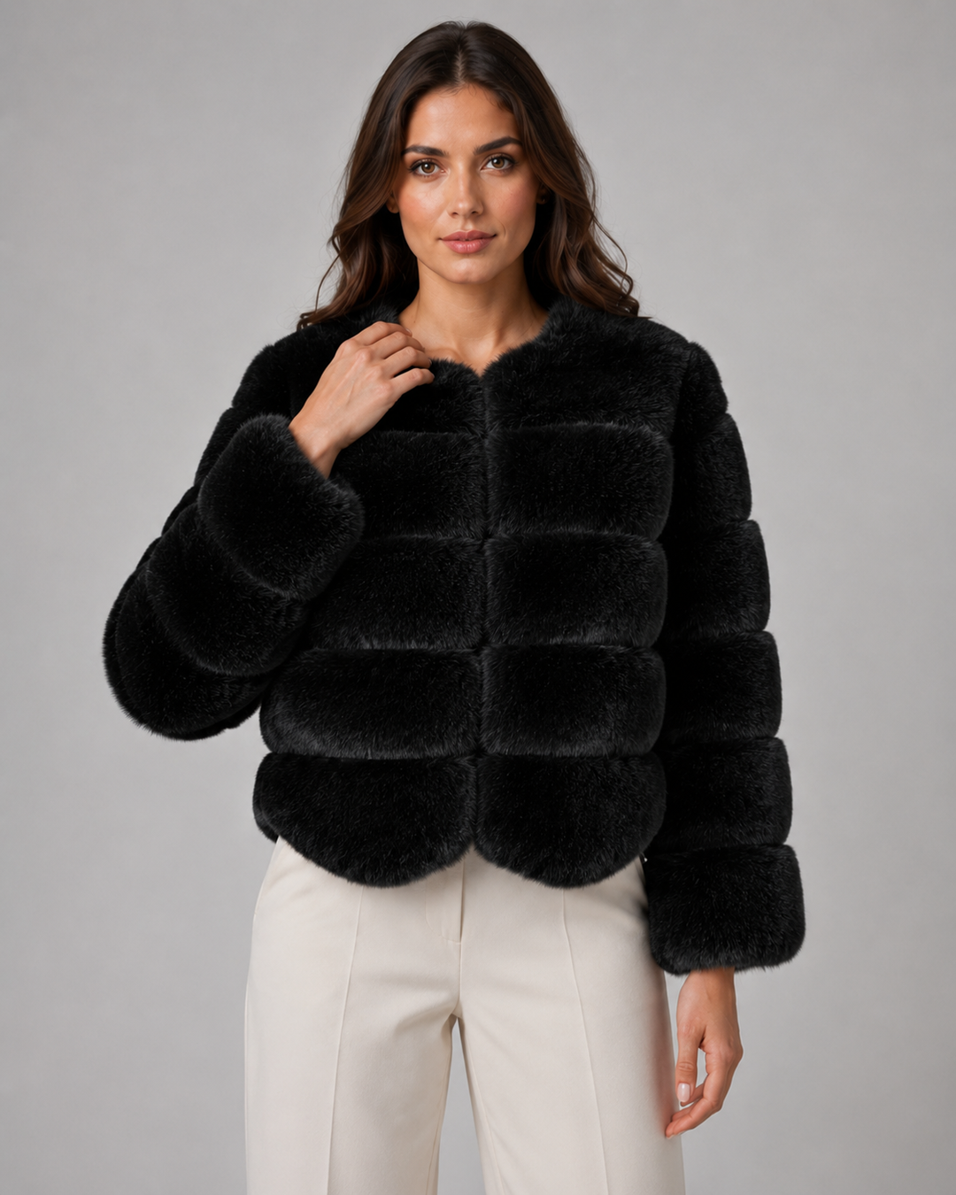 JOËLLE | VESTE EN FAUSSE FOURRURE COURTE
