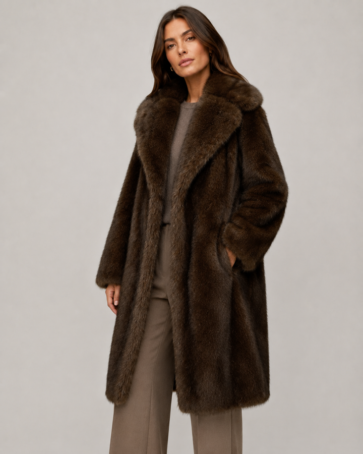 BÉNÉDICTE | MANTEAU EN FAUSSE FOURRURE LONG