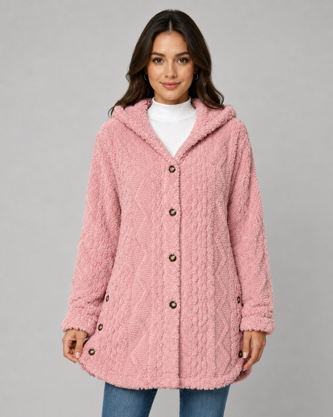 FLEUR | VESTE TEDDY À CAPUCHE