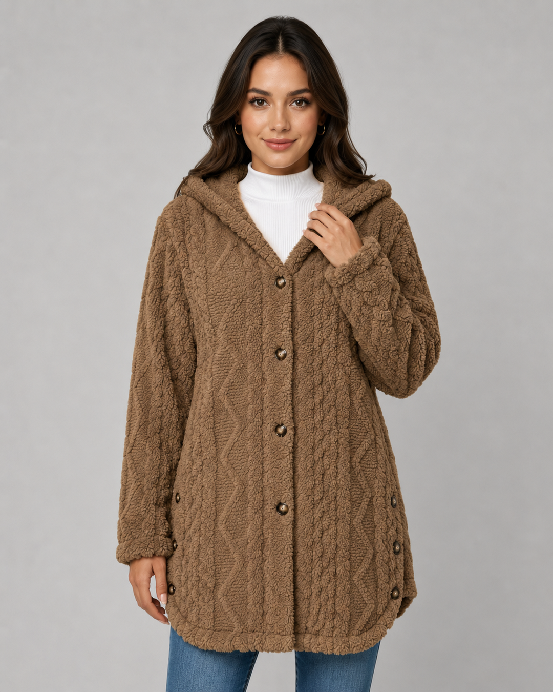 FLEUR | VESTE TEDDY À CAPUCHE