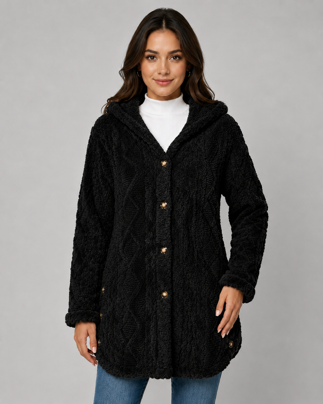 FLEUR | VESTE TEDDY À CAPUCHE