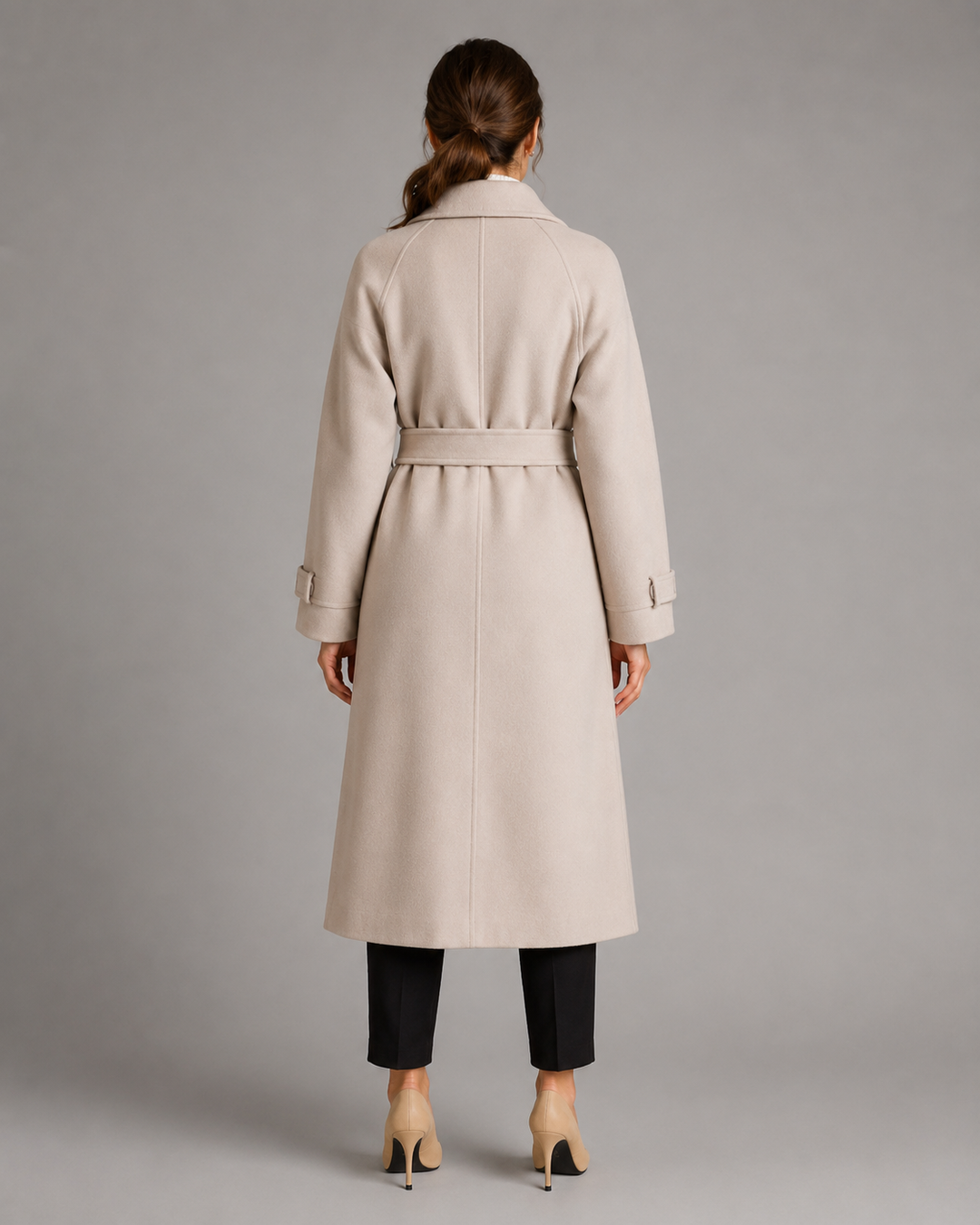 DOMINIQUE | MANTEAU EN LAINE LONG CEINTURÉ