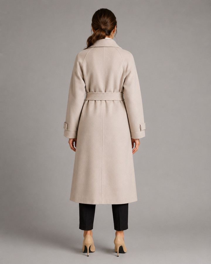 DOMINIQUE | MANTEAU EN LAINE LONG CEINTURÉ