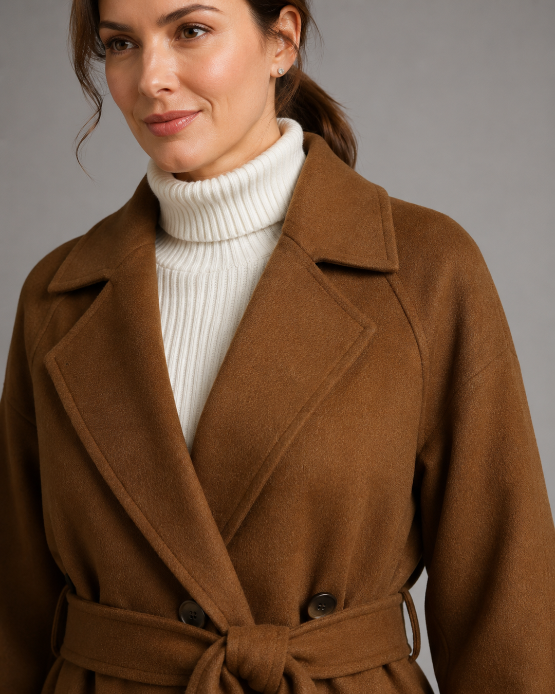 DOMINIQUE | MANTEAU EN LAINE LONG CEINTURÉ