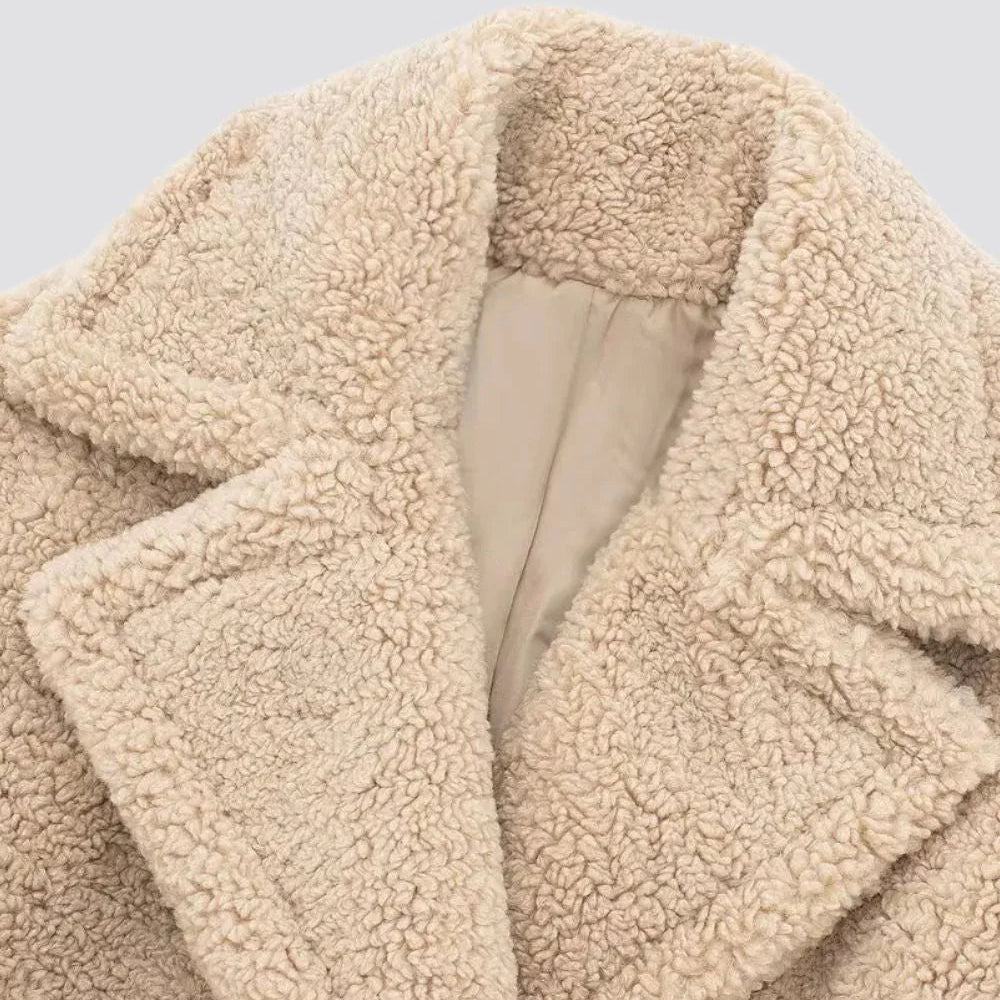 BÉATRICE | MANTEAU TEDDY LONG CROISÉ