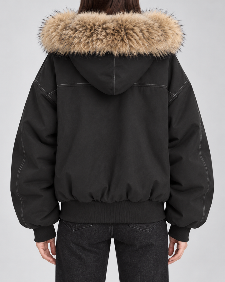 ODILE | VESTE EN FAUSSE FOURRURE À CAPUCHE OVERSIZE