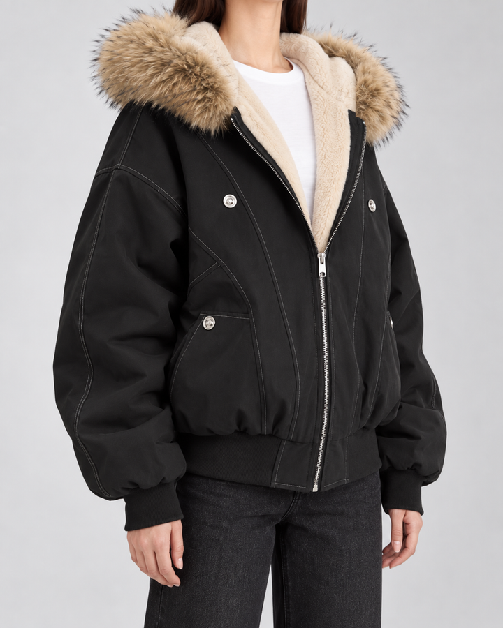 ODILE | VESTE EN FAUSSE FOURRURE À CAPUCHE OVERSIZE
