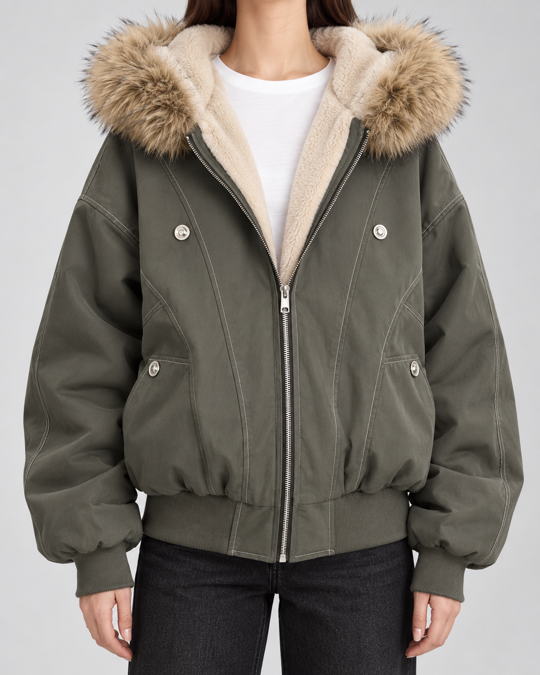 ODILE | VESTE EN FAUSSE FOURRURE À CAPUCHE OVERSIZE