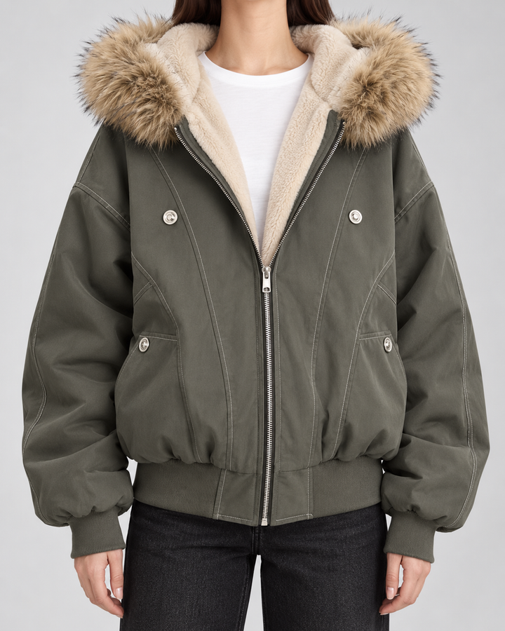 ODILE | VESTE EN FAUSSE FOURRURE À CAPUCHE OVERSIZE