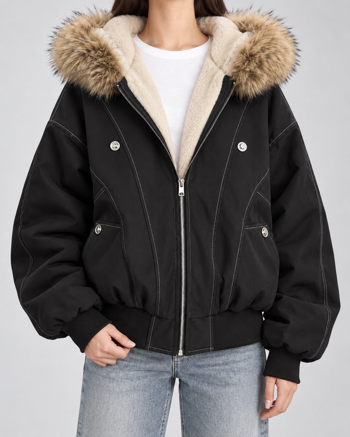 ODILE | VESTE EN FAUSSE FOURRURE À CAPUCHE OVERSIZE