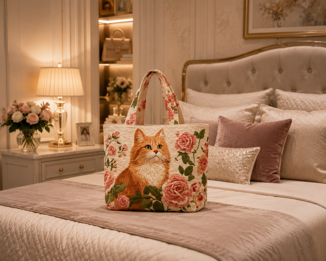 SAC MATELASSÉ | GINGER CAT WITH ROSES